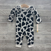 NEW LS Romper Hearts Ruffle Shoulder