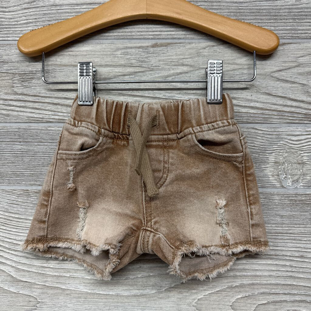 Drawstring Distressed Denim Shorts