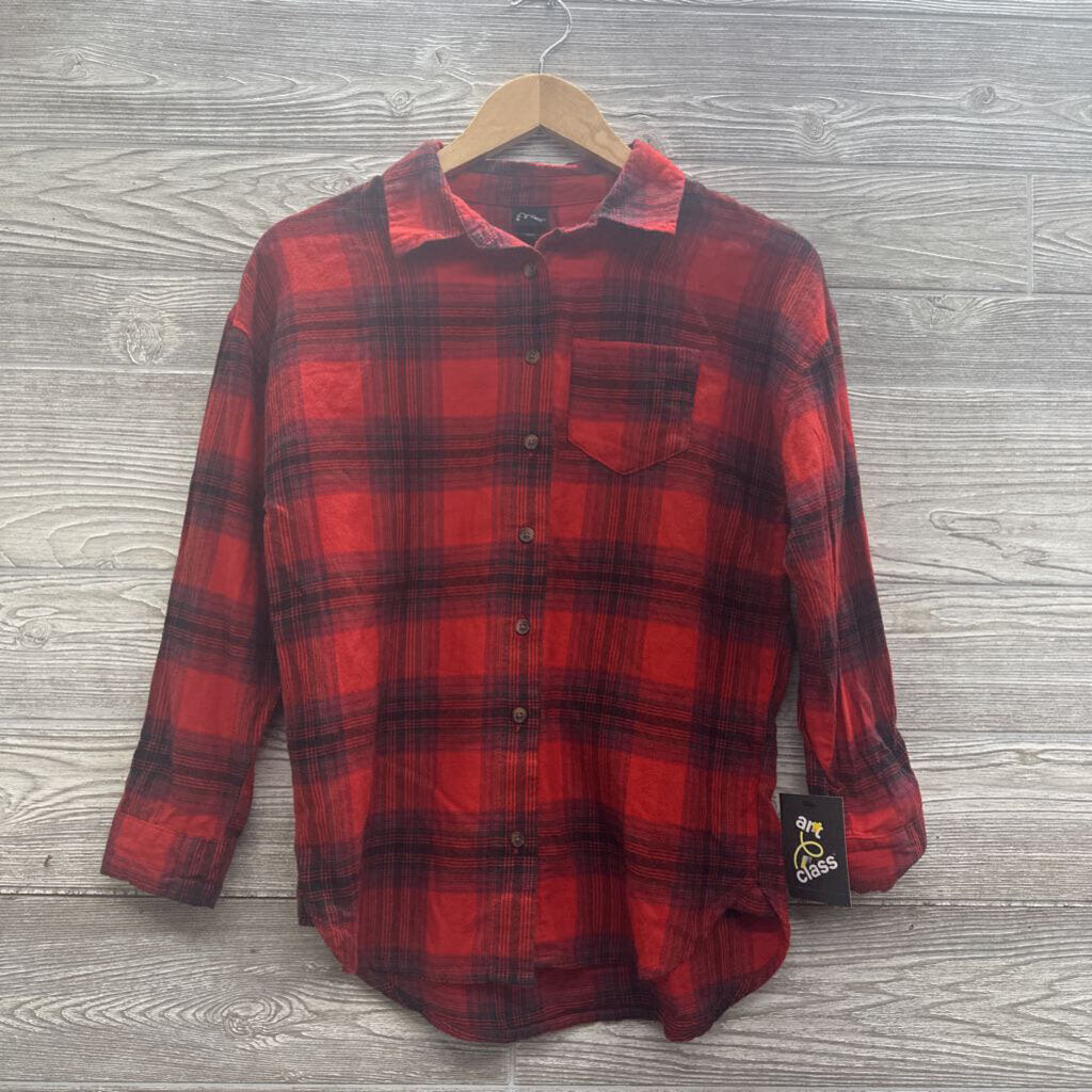 NEW LS Plaid Button Up Tunic Chest Pocket