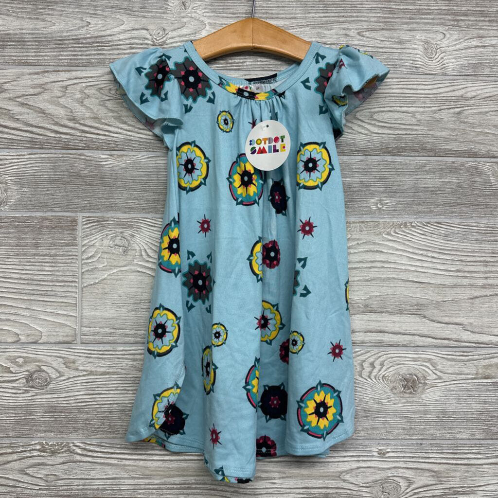 NEW Dress Flutter Sleeves Printed