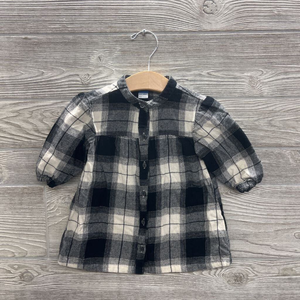 LS Plaid Button Up Flannel Dress