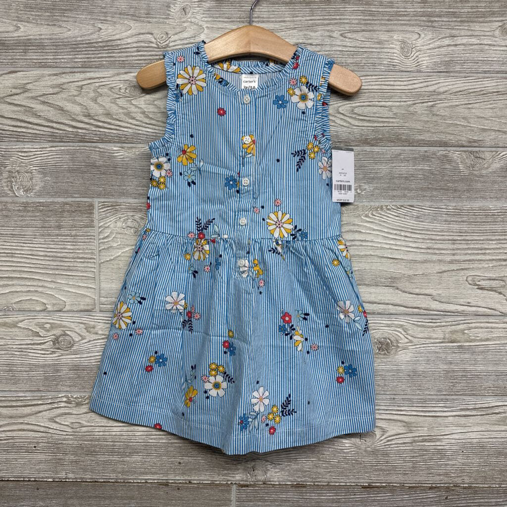 NEW Sleeveless Dress Stripes & Flowers