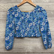 Ls Crop Blouse Flowers