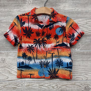 SS Button Up Shirt Palm Trees, Flamingo