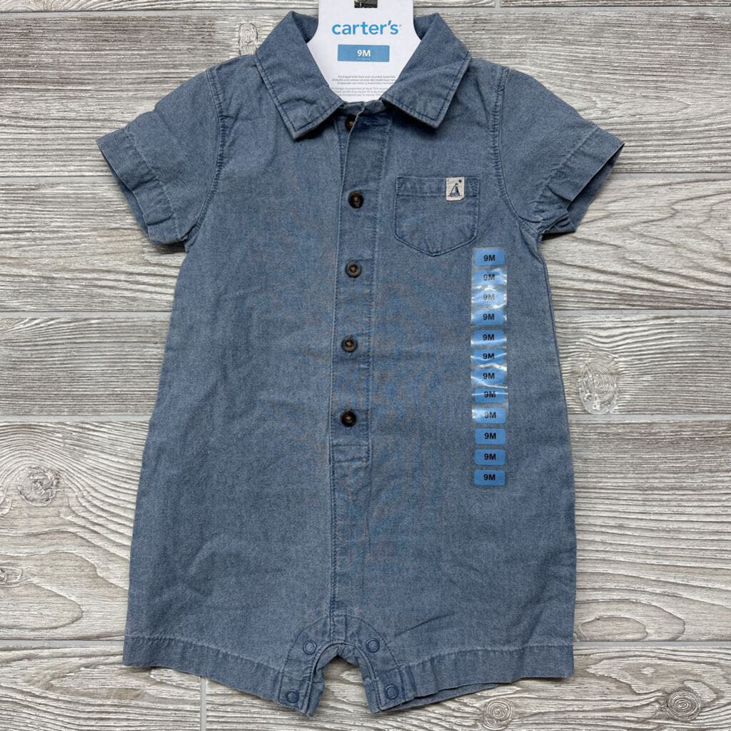 NEW Chambray Polo Shorty Romper