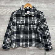 NEW Faux Fur Button Up Plaid Shirt