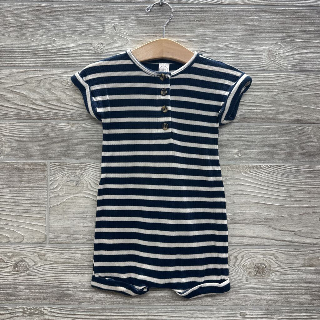 Bamboo Shorty Romper Cuffed Stripes
