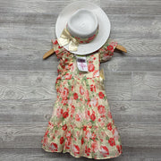NEW Flutter Sleeve Dress & Hat Flowers