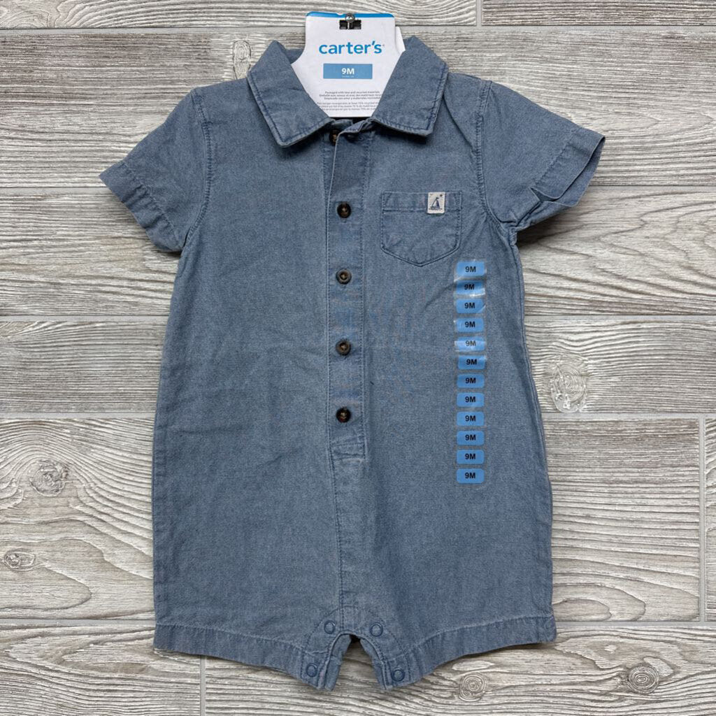 NEW Chambray Polo Shorty Romper