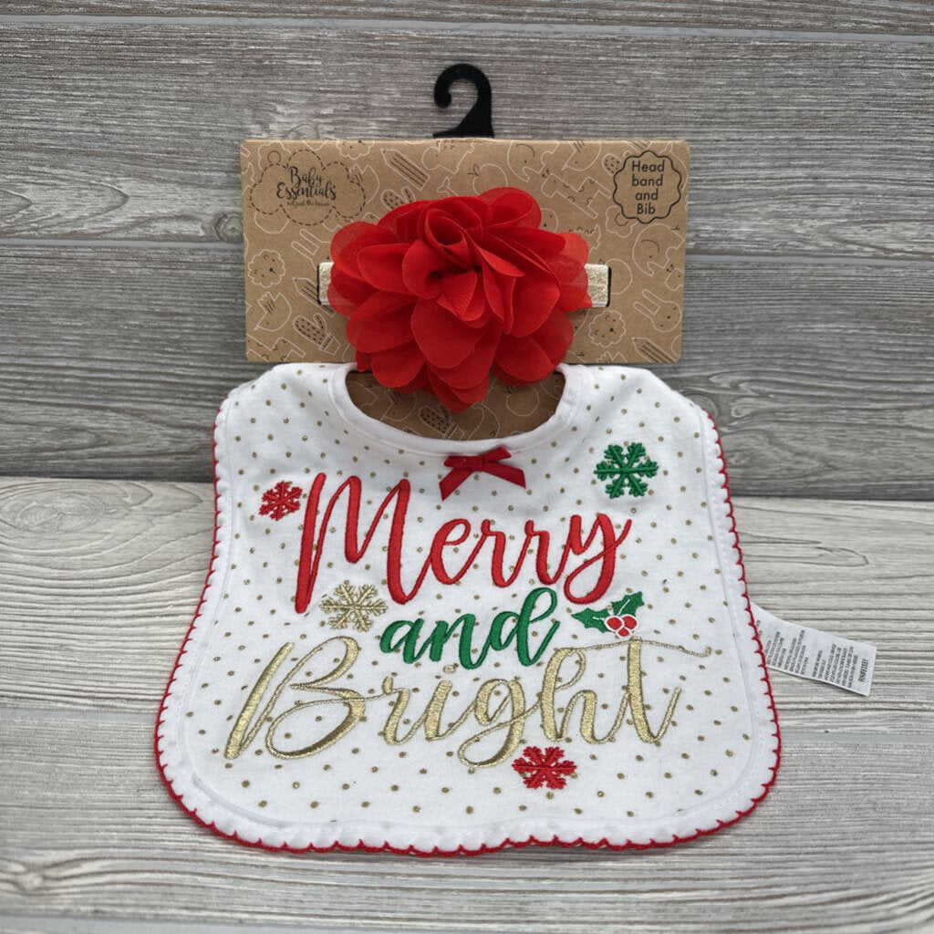 NEW Merry & Bright Bib & Head Wrap Flower