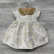 Metallic Jacquard Flowers Faux Fur Dress