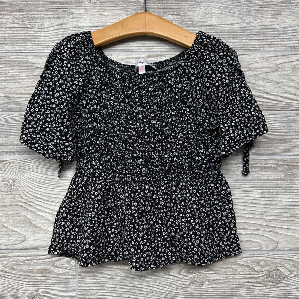 Smocked Peplum Shirt Flowers