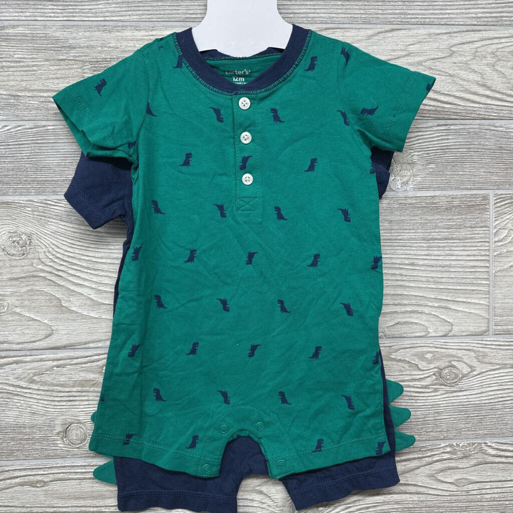 NEW 2 Pk Shorty Rompers Dinosaurs