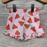 Ribbed Tank Top & Shorts Ruffle Trim Watermelon