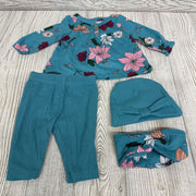 LS Shirt & Ribbed Leggings W/ Headwrap & Hat Flowers