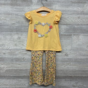 Flutter Sleeve Shirt Flower Heart & Pants