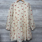 LS Dress Flowers & Glitter Stripes