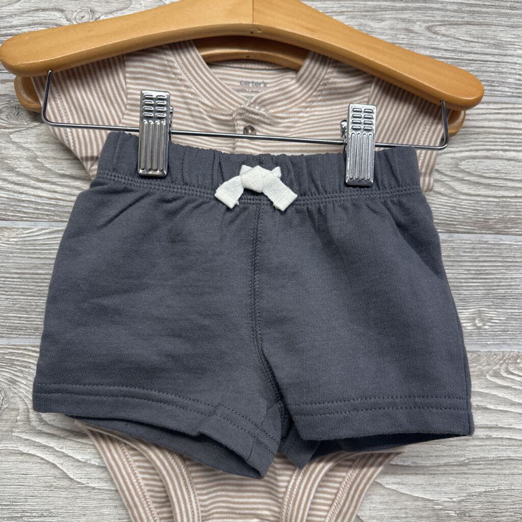 Nw/oT Henley Bodysuit Stripes & Shorts
