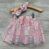 Flutter Sleeve Shirt Spooky Vibes, Skirt & Headwrap
