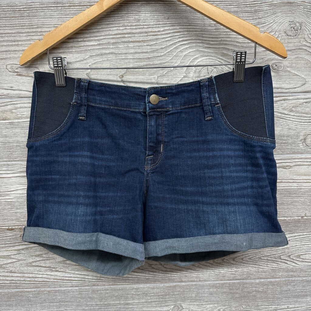 Side Panel Denim Shorts Cuffed