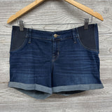 Side Panel Denim Shorts Cuffed