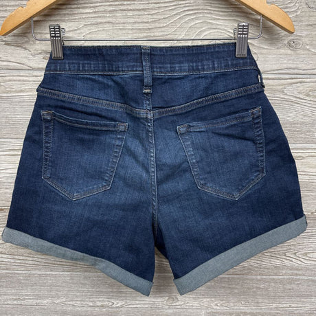 Side Panel Denim Shorts Cuffed