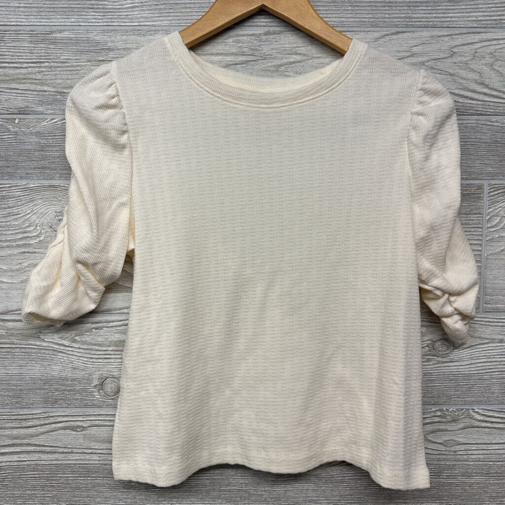 NEW Waffle Knit Shirt Ruched Sleeves