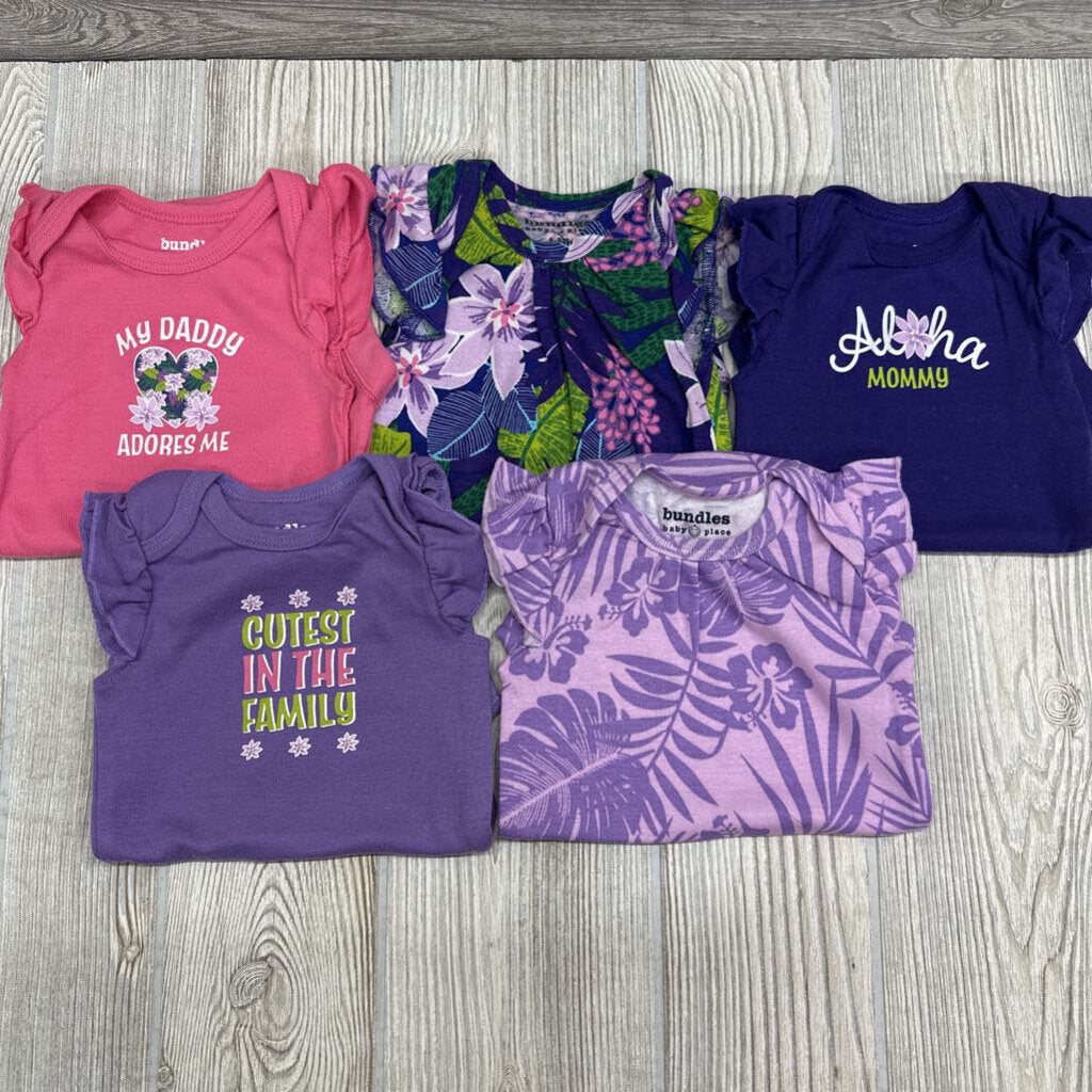 5 Pk Flutter Sleeve Bodysuits