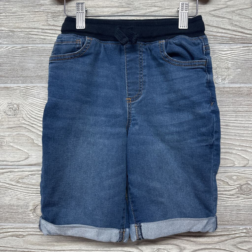Knit Denim Drawstring Shorts