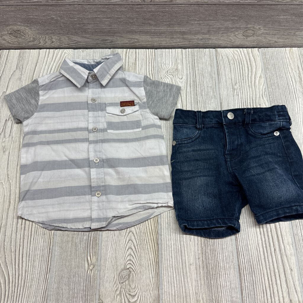 SS Button Up Shirt Stripes & Jeans