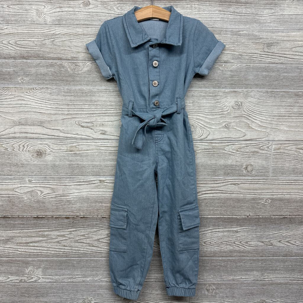 Denim Button Up Romper W/ Belt