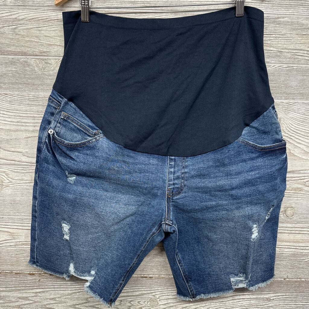 Full Panel Denim Shorts Frayed