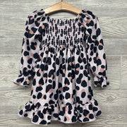 Smocked LS Animal Print Dress