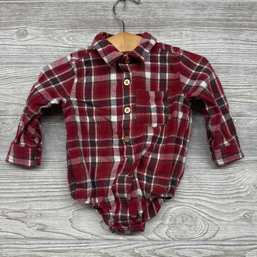 LS Plaid Button Up Bodysuit