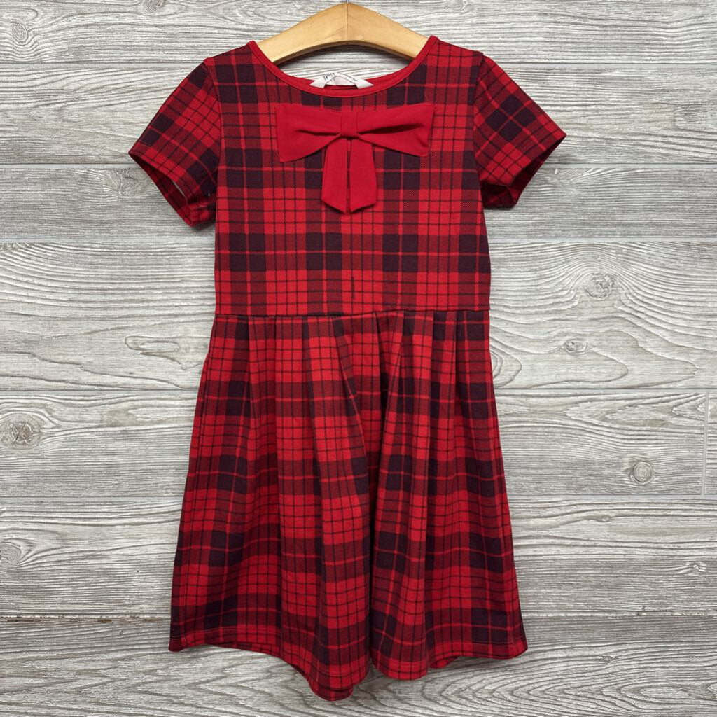 Plaid Pleated Dress Bow