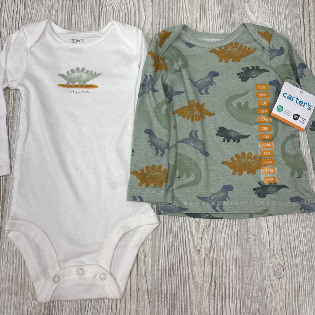 NEW 2 Pk LS Camo Bodysuit & Dinosaur Shirt