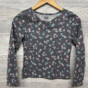 Thermal V Neck Shirt Lettuce Trim Butterflies