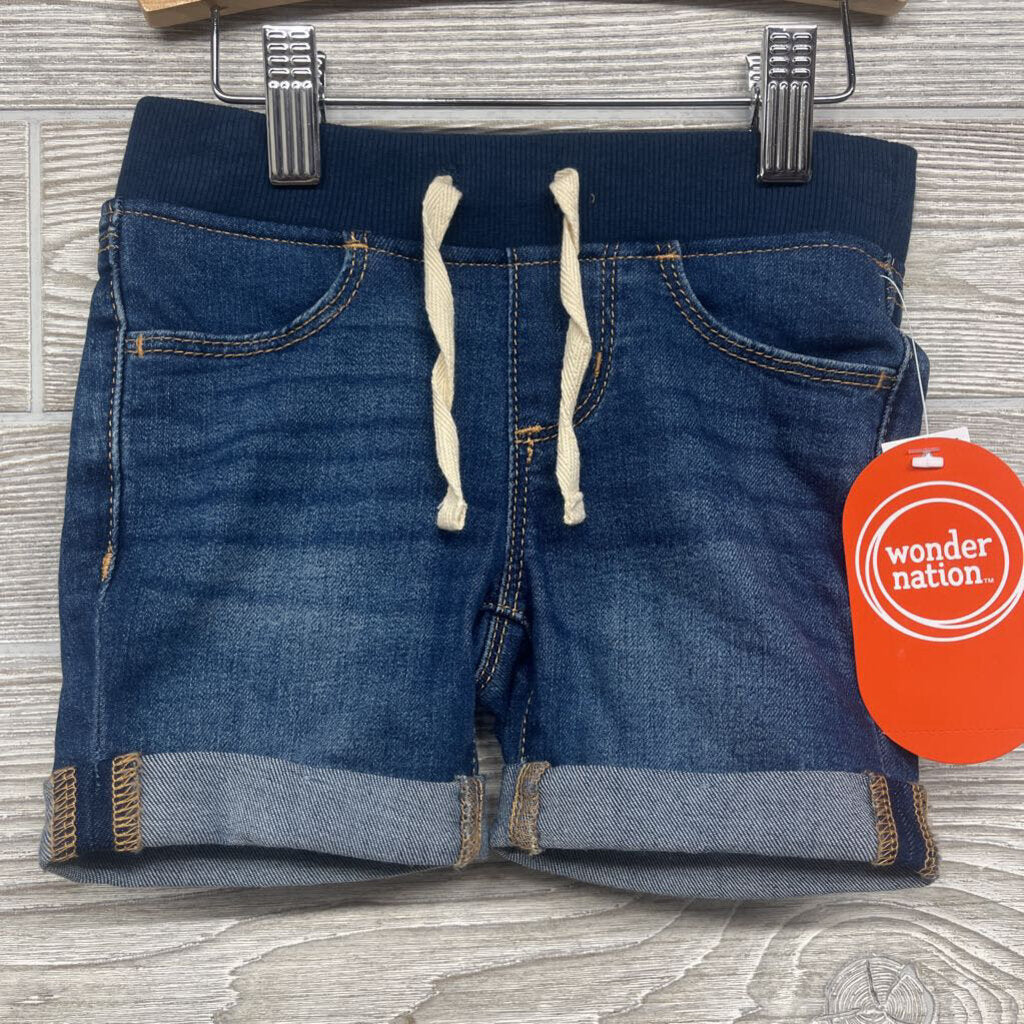 NEW Pull On Cuffed Knit Denim Shorts