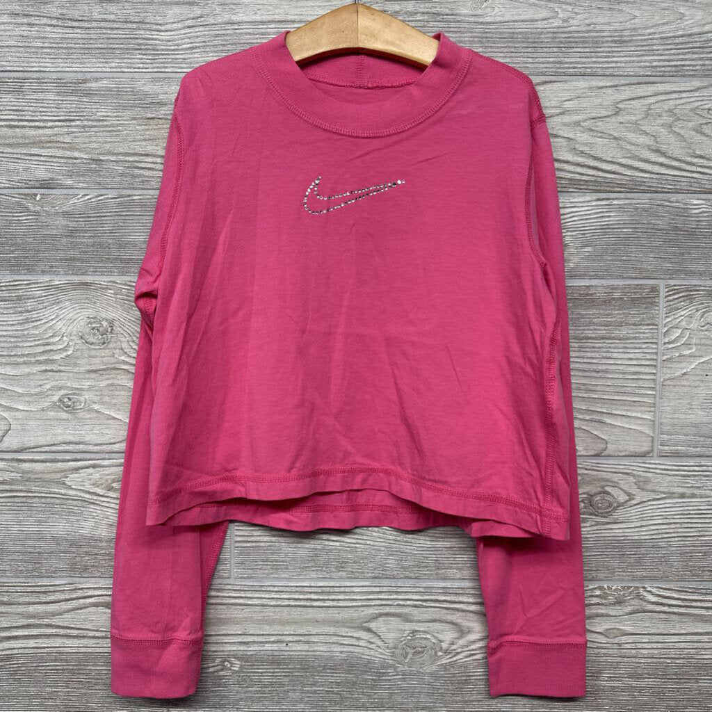 LS Crop Shirt Rhinestone Swoosh