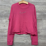 LS Crop Shirt Rhinestone Swoosh