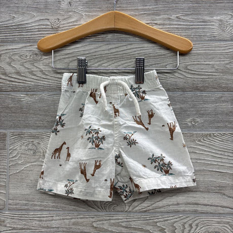 Linen Button Up SS Shirt & Shorts Giraffes