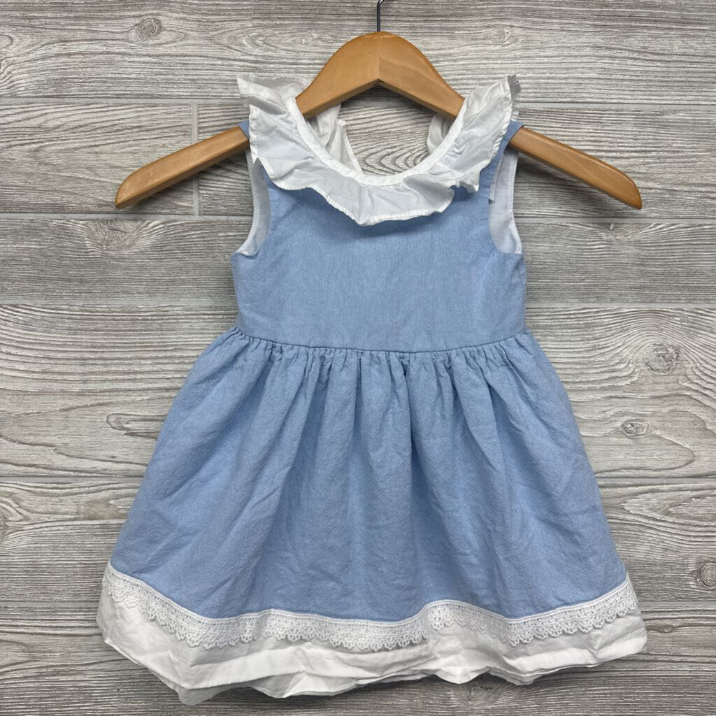 Layered Collared Dress W/ Straw Hat