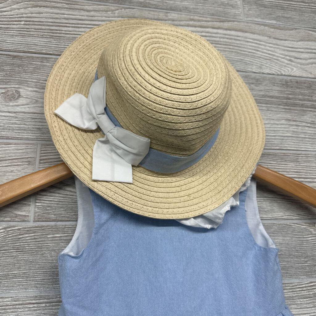 Layered Collared Dress W/ Straw Hat