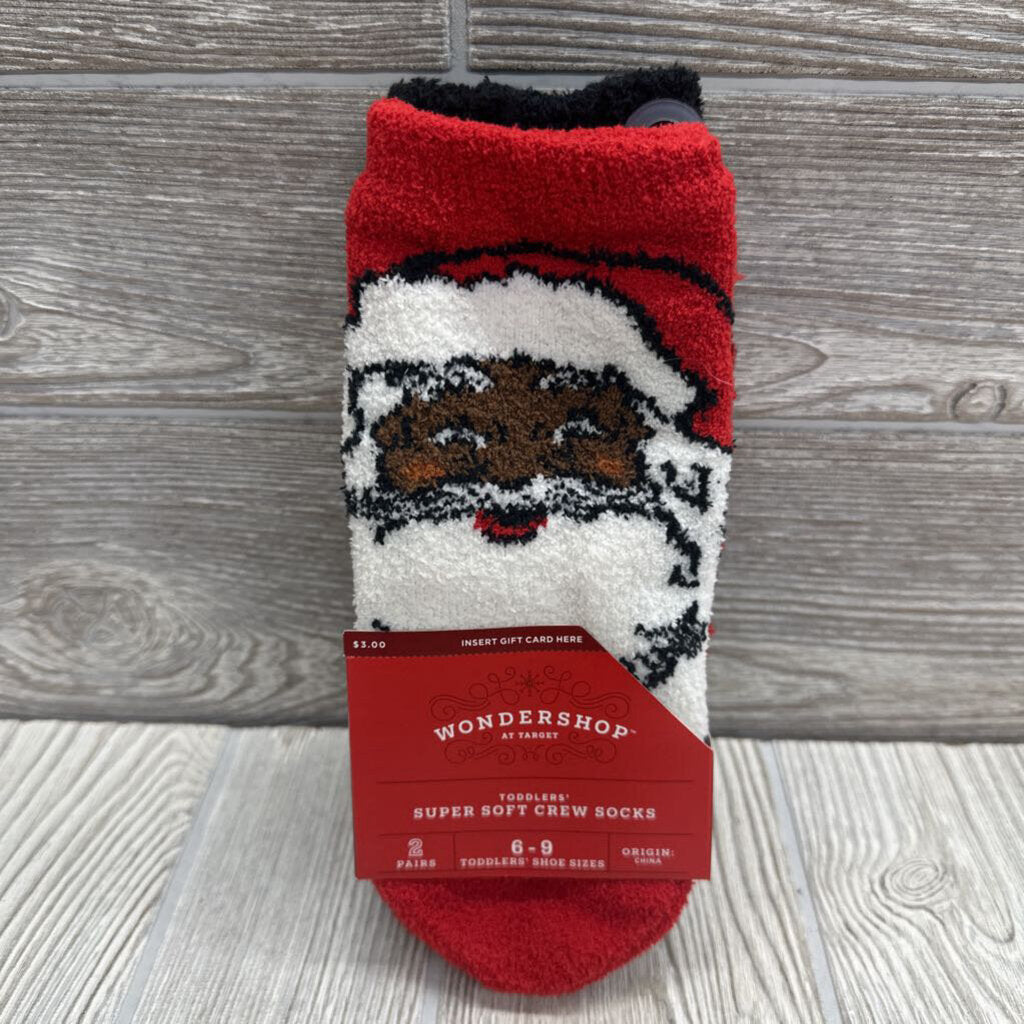 NEW 2 Pk Fuzzy Socks Santa
