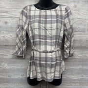 Plaid Blouse W/ Glitter Thread