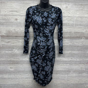 LS Bodycon Dress Flowers W/ Ruffle