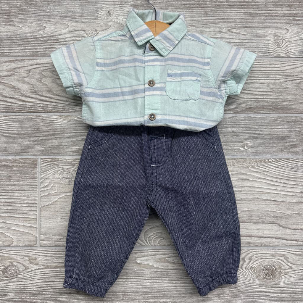 Button Up Bodysuit & Pants Stripes