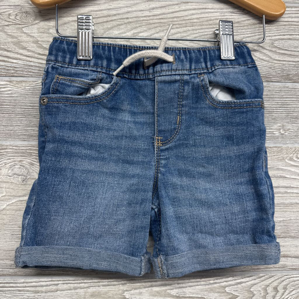 Drawstring Denim Shorts Cuffed