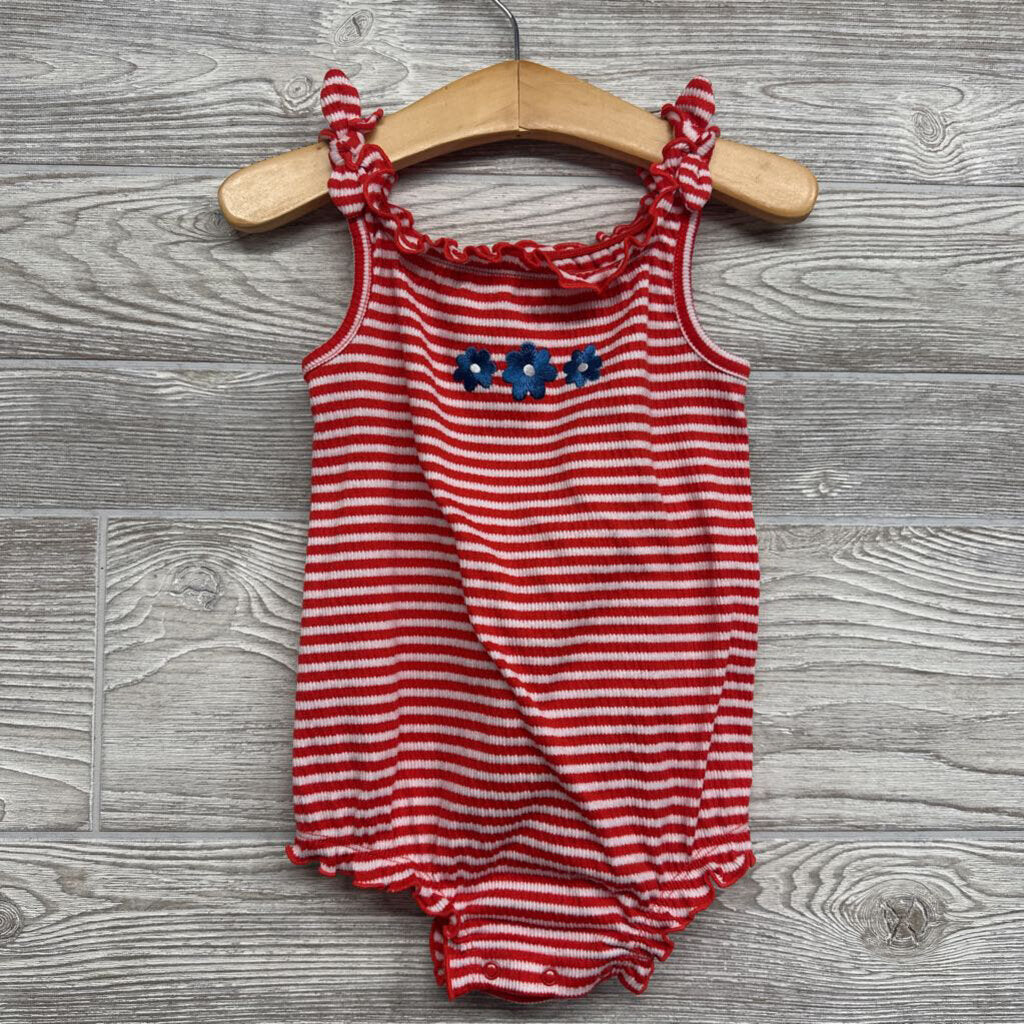 Ribbed Tank Romper Stripes Flowers