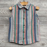 Button Up Sleevless Shirt Stripes